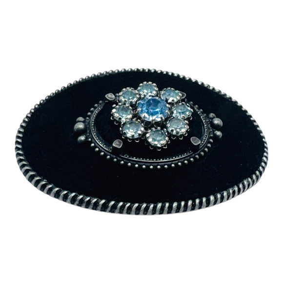 Vintage Belt Buckle Made in USA with Up-cycled 80s Rhinestone Earring & Leather - Picture 9 of 17